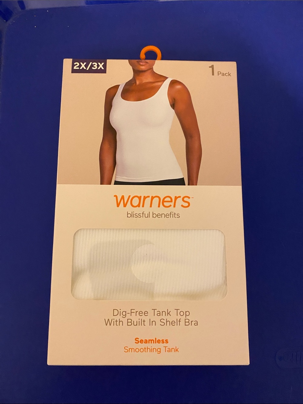 Warner's White Seamless Tank Top with Built-In Shelf Bra